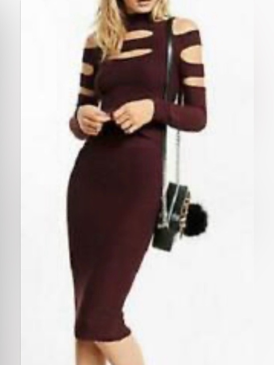 Express Tops - EXPRESS Burgundy Cutout Long Sleeve Sweater Top and Skirt Set NWT
